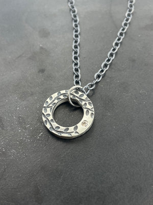 Simple Encircled pendant with brown diamond