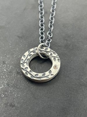 Simple Encircled pendant with brown diamond