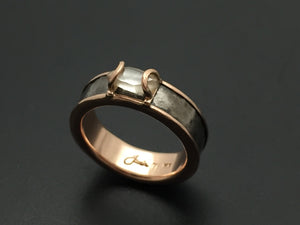 titanium rose gold alternative engagement ring raw diamond 