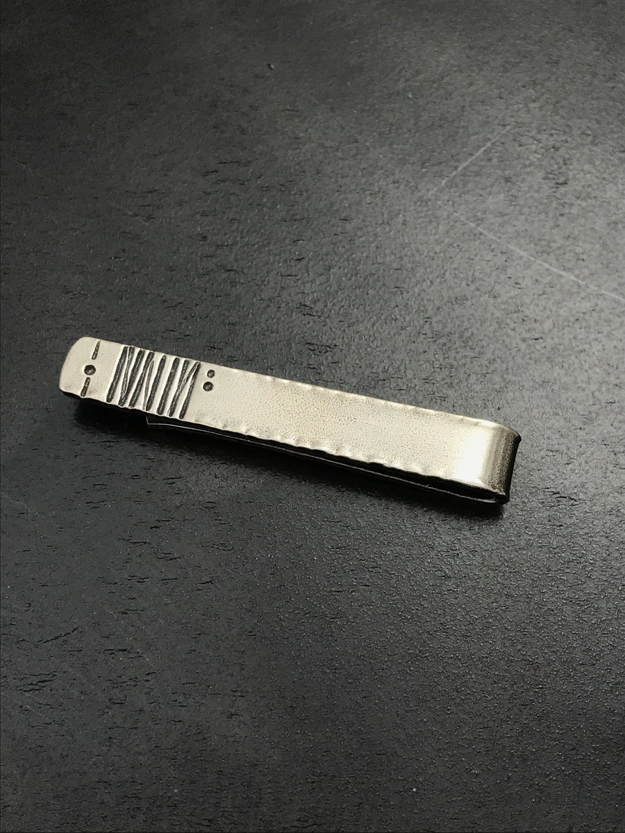 Sterling Silver Grooves and Dots Tie Bar
